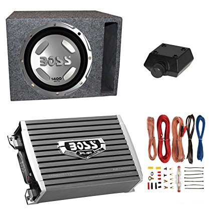 Boss Audio 12" 1400W Subwoofer   1500W Amplifier w Amp Kit  QPower 12" Enclosure