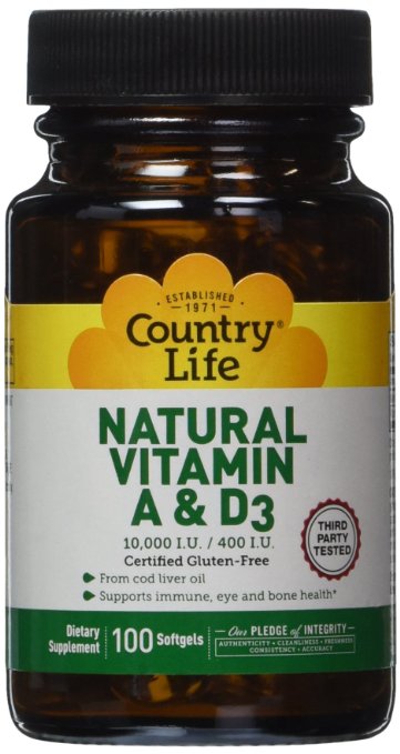 Country Life Vitamin A and D3, 10000 i.u./400 i.u., 100-Count