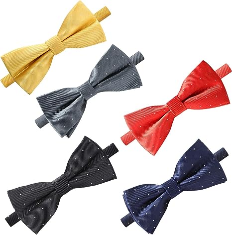 Elegant Pre-tied Bow ties Formal Tuxedo Bowtie Set with Adjustable Neck Band,Gift Idea For Men And Boys(5/8/10/20 Pcs) (Mixed Color H)