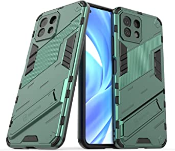 DWaybox Phone Case for Xiaomi Mi 11 Lite 5G 6.55 inch 2021 Released, 2in1 TPU PC Dual Layer Combo Shockproof Ultra-Thin Protective Back Cover for Xiaomi Mi 11 Lite Case with Kickstand -Green