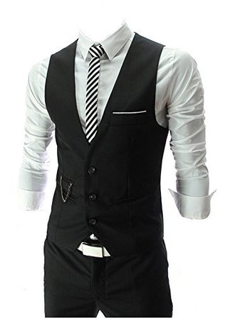 Vest, QinYing V-neck Sleeveless Slim Fit Jacket Men Business Suit