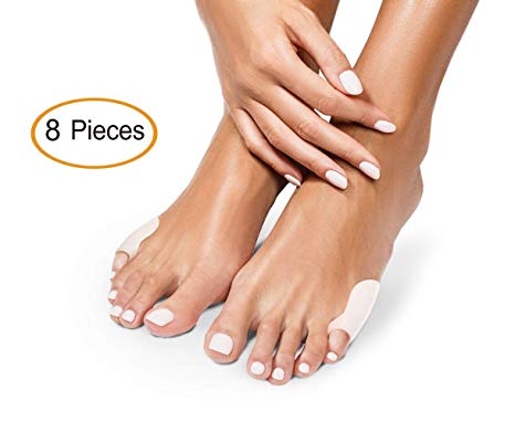 Best Tailor’s Bunion Foot Pain Relief Pad Set - 8 Soft Silicone Gel Bunionette Toe Pads for Women and Men. Tailor Bunions Toes Cushion Corrector and Protectors for Tailors, Calluses, Blisters, Corns