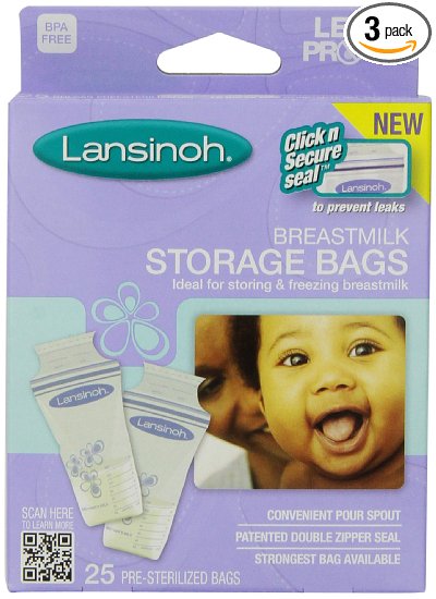 Lansinoh Breastmilk Storage Bags, 25-Count Boxes (Pack of 3)