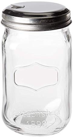 Circleware 06657 Yorkshire Mason Sugar Jar Glass Canister with Metal Lid Home Kitchen Glassware Food Preserving Storage Container for Coffee, Tea, Spices, Cereal and Farmhouse Decor 18.25 oz Clear