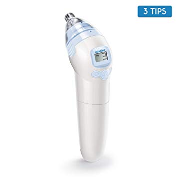 AccuMed ANC-201 V2 Electric Baby Nasal Aspirator Nose Cleaner and Suction Snot Sucker - Gentle Enough for Newborns, Infants, Toddlers. 3 Different Sized Nose Tips. Hygienic, Safe and Battery Operated