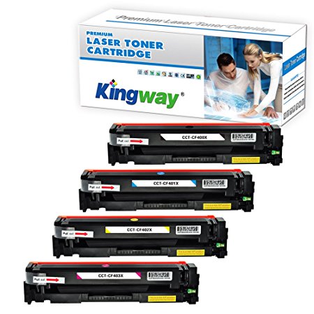 Kingway 1 Set Compatible HP 201X HP CF400X CF401X CF402X CF403X Laser Toner Cartridge for HP Color LaserJet Pro M252dw M277dw M252n M277n Printer High Yield