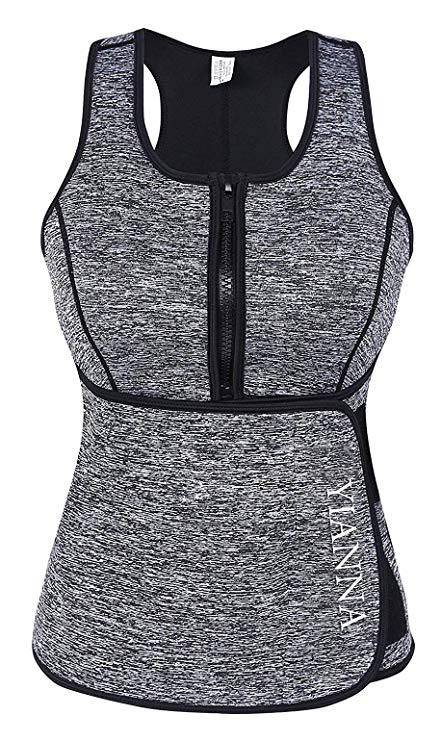 YIANNA Sweat Neoprene Sauna Suit Tank Top Vest with Adjustable Shaper Waist Trainer Belt