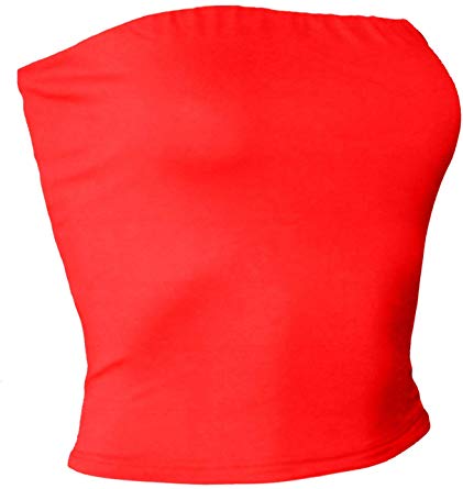 ViiViiKay Womens Strapless Cotton Stretch Solid Basic Tube Crop Tops