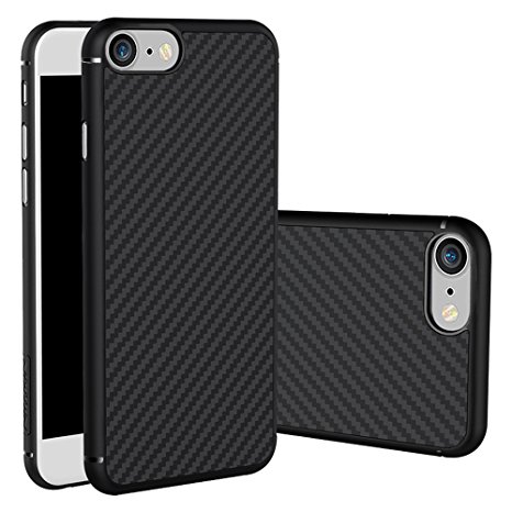 iPhone 7 Case, Nillkin Synthetic Fiber Premium Bumper Slim Case Cover [Carbon Fiber][Compatible with Magnetic Phone Holder] for iPhone 7 4.7" Black