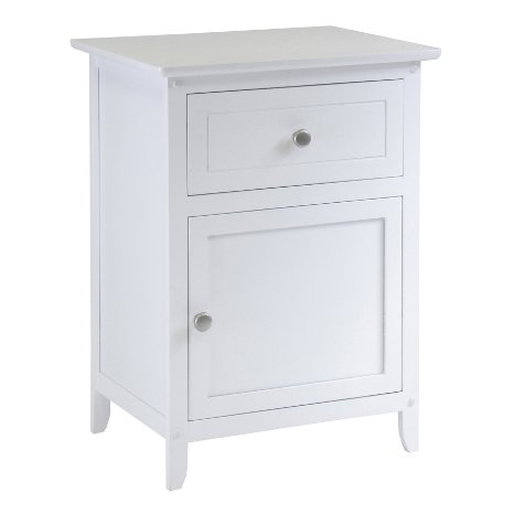 Winsome Wood Night Stand/ Accent Table with Drawer and cabinet for storage, White