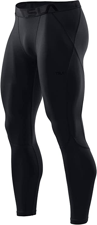 TSLA 1, 2 or 3 Pack Men's UPF 50  Compression Pants, UV/SPF Running Tights, Workout Leggings, Cool Dry Yoga Gym Clothes