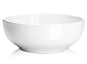 DOWAN 2-1/2 Quart Porcelain Serving Bowls - 2 Packs Salad/Pasta Bowl Set, White, Stackable