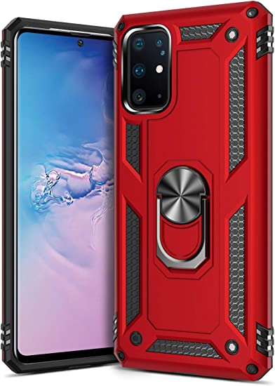 GREATRULY Ring Kickstand Phone Case for Samsung Galaxy S20 Plus 6.7 Inch (2020),Heavy Duty Dual Layer Drop Protection Galaxy S20  Case,Hard Shell   Soft TPU   Ring Stand Fits Magnetic Car Mount,Red