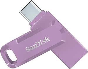 SanDisk 128GB Ultra Dual Drive Go, Unità flash USB Type-C con connettori USB reversibili di Tipo C e Tipo A, fino a 400 MB/s per smartphone, tablet, Mac e computer Lavender