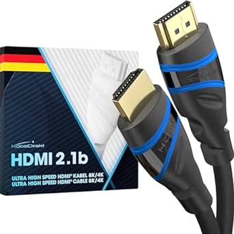 8K HDMI Cable, HDMI 2.1b, certified for maximum quality – 3ft (48G, Ultra High Speed HDMI 2.1, 10K, 8K@60Hz & 4K@144Hz – for PC/PS5/Xbox, TV/projector, HDMI certificate, blue/black) – CableDirect