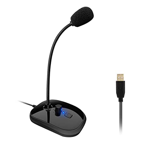 USB Microphone PC Gaming Computer Microphone Plug & Play Recording Microphone with Volume Rotate Button Condenser MIC Compatible with PS4, Mac, Windows 7/8/10 for Discord, YouTube, Skype, Podcast