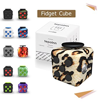 Tepoinn Fidget Attention Cube Relieves Stress and Anxiety Educational Development Toys for Children and Adults (Leopard)