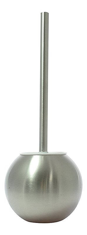 JustNile Stylish Toilet Brush With Round Brush Ball Holder for Bathroom Storage - Brush Finish Silver Round Stainless Steel