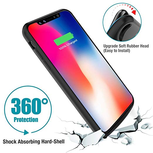 iPhone X Battery Case Qi Wireless Charging Compatible MFI 6000 mAh Slim Rechargeable Extended Protective Portable Charger for iPhone X [Apple Certified Chip] - Black