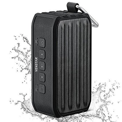 VENSTARreg Waterproof Wireless Speakers 7W Bluetooth 40 Portable Stereo Shower Speakers with Bass Enhance 12 Hour Playtime 35 mm Audio Jack Support TF CardMicro SD card Black