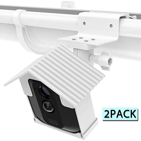 Koroao Weatherproof Housing Gutter Mount for Blink XT Blink XT2 - Sunscreen and Rustproof Outdoor Holder with Wider Perspective（2-Pack,White）