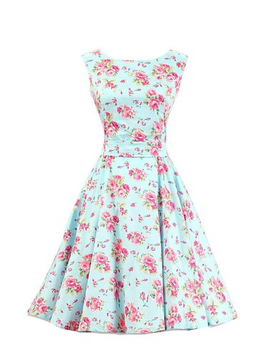 Ensnovo 50s Vintage Style Rockabilly Swing Picnic Evening Party Cocktail Dress
