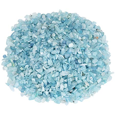 rockcloud 1 lb Aquamarine Small Tumbled Chips Crushed Stone Healing Reiki Crystal Jewelry Making Home Decoration