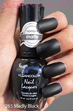 Kleancolor Nail Polish # 265 Madly Black Nail Lacquer Matte Opaque
