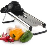 Chefs Inspirations - Premium V-Blade Stainless Steel Mandoline Food Slicer Cutter Includes 5 Different Inserts Free Cleaning Brush