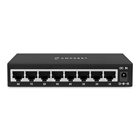 Amcrest 8-Port Gigabit Ethernet Network Switch, Plug and Play Network Switch (AMGS8)