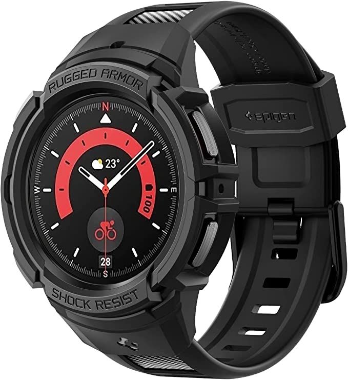 Spigen Rugged Armor Pro Designed for Samsung Galaxy Watch5 Pro Band with Case Protector 45mm (2022) - Black