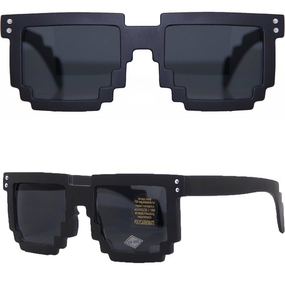 MJ Boutique's 8-bit Matte Black Pixelated Sunglasses FREE POUCH