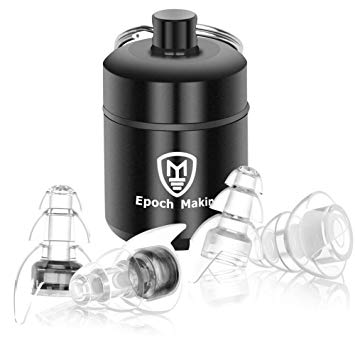 Epoch Making Hearing Protection Earplugs High Fidelity Noise Canceling Silicone Reusable Earplugs with Aluminum Box for Live Music, Concerts, Clubs, Festival, Musicians, DJ, Drumming (Black)