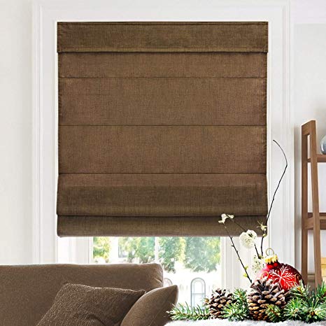 CHICOLOGY Cordless Roman Shades, 34" W X 64" H, Belgian Chocolate (Privacy & Light Filtering)
