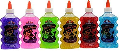 Elmer's Washable Glitter Glue, 6 oz Bottles - 6 colors