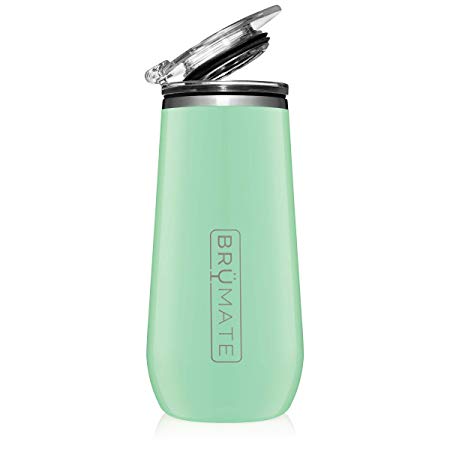 BrüMate 12oz Insulated Champagne Flute With Flip-Top Lid - Made With Vacuum Insulated Stainless Steel (Seafoam)