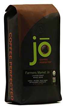 FARMERS MARKET JO: 12 oz, Light Medium Roast, Whole Bean Arabica Coffee, USDA Certified Organic, NON-GMO, Fair Trade Certified, Gourmet Coffee from the Jo Coffee Collection