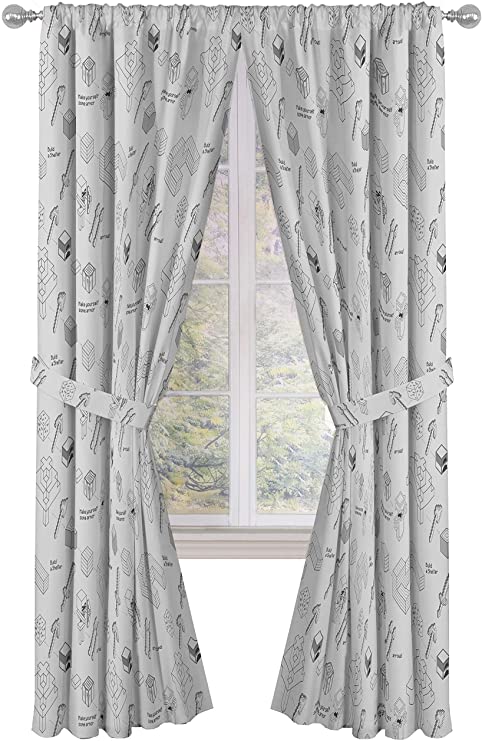 Jay Franco Minecraft Survive Light 84" inch Drapes 4 Piece Set - Beautiful Room Décor & Easy Set up - Window Curtains Include 2 Panels & 2 Tiebacks (Official Minecraft Product)