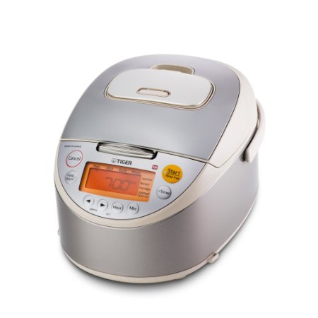 Tiger JKT-B10U-C 5.5-Cup (Uncooked) IH Rice Cooker with Oatmeal Cooker, Stainless Steel Beige