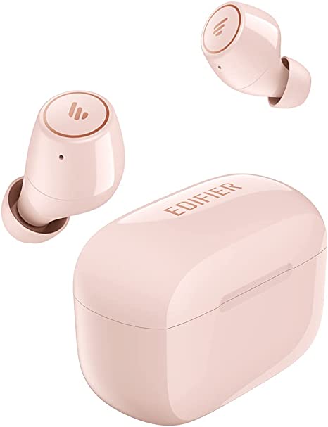 Edifier TW1 PRO True Wireless Earbuds - Bluetooth V5.2 - CVC 8.0 Noise Cancelling - 42H Playtime - IP65 Waterproof - USB C - Built-in Dual Microphones-Pink