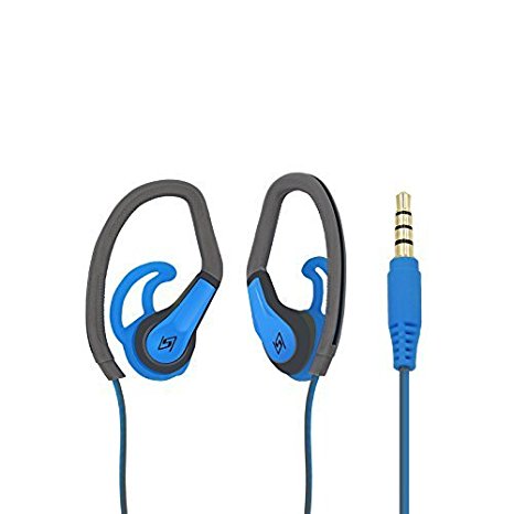 Honsenn,HS-S503,in-ear sports earphone,blue/grey,sweat and water resistant,stereo sound for most audio device with in-line microphone control and 3.5mm gold plated jack