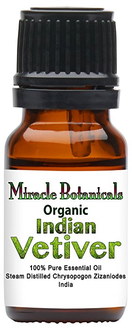 Miracle Botanicals Organic Indian Vetiver Essential Oil - 100% Pure Chrysopogon Zizanioides - 10ml or 30ml Sizes - Therapeutic Grade 10ml