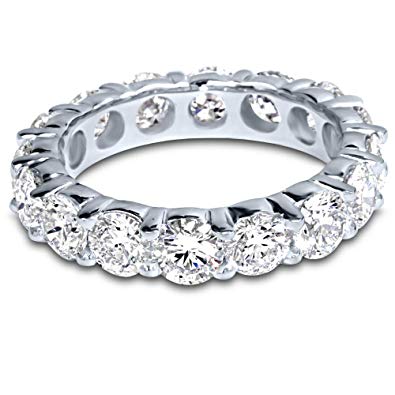 4 Carat (ctw) 14K White Gold Round Diamond Ladies Eternity Wedding Anniversary Stackable Ring Band Luxury Collection (D-E Color VS1-VS2 Clarity)