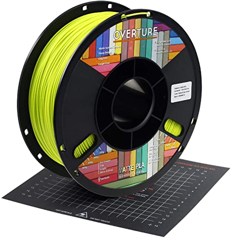 OVERTURE PLA Matte Filament 1.75mm with 3D Printer Build Surface 200mm × 200mm, Grass Green Matte PLA Roll 1kg Spool (2.2lbs), Dimensional Accuracy  /- 0.05 mm, Fit Most FDM Printer