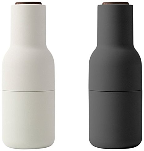 MENU 4418369 Bottle Grinder Set with Walnut Lid, Carbon/Ash with Walnut Lid