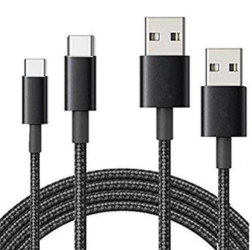 Type C Cable, USB C to USB A Charger (6Ft, 2 Pack), Nylon Braided Fast Charging Cord for Samsung Galaxy S9 S8 Note 8, Pixel, LG V30 G6 G5, Nintendo Switch, OnePlus 5 3T (Black 6FT)