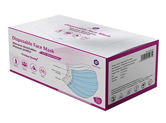 Viola Disposable 3-Layer Protective Earloop Face Masks Premium Quality (50 pcs)
