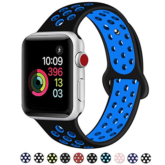 DOBSTFY Compatible with Apple Watch Bands 38mm 40mm 42mm 44mm,Soft Silicone Sport Band Replacement Wristband for Series 4 3 2 1, Nike , Sport, Edition, for Women/Men, Small Large - S/M M/L