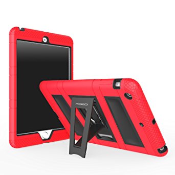 MoKo Case for iPad Mini 3 / 2 / 1, Silicone   Black Hard Polycarbonate Protector with Foldable Stand Cover Case for Mini 3, Mini 2 and Mini (2012 1st gen), RED (Will not fit iPad Mini 4)