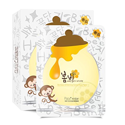 [Papa Recipe]Bombee Whitening Honey Mask -Facial Sheet Mask (Pack of 10 sheets, 25g per sheet) - Best for Facial Treatment, Honey and Propolis extract help to moisturize your skin -Quick and Easy